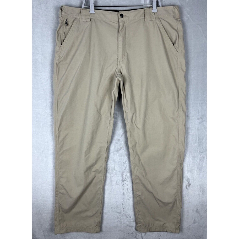 DULUTH Trading Men's Pants 2XL Beige DRY on the Fly Flap Pocket Gusset Fish Hike